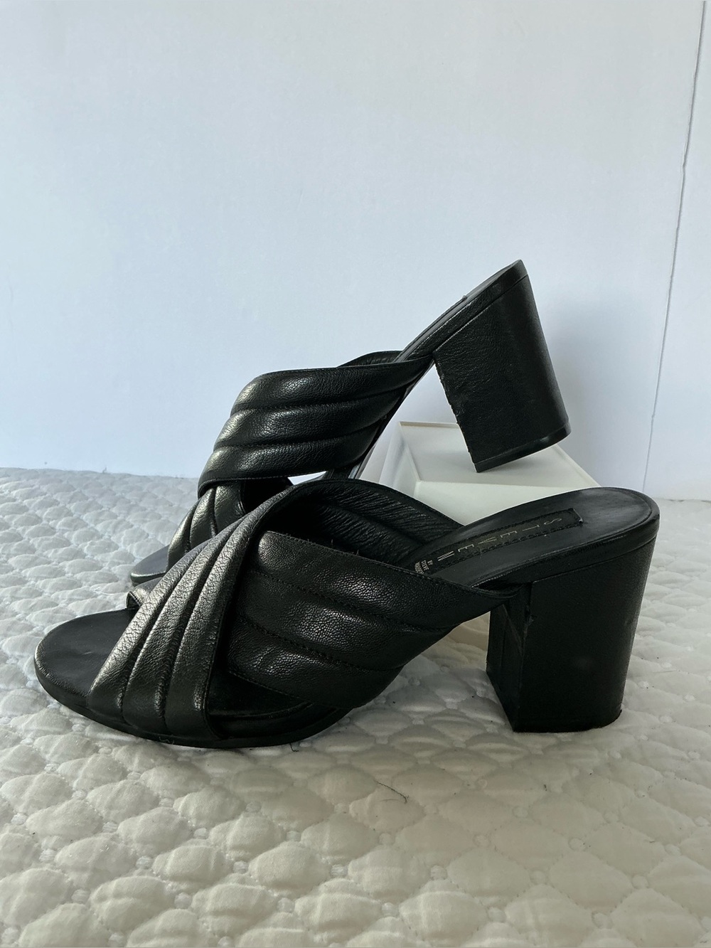 Steven By Steve Madden Black Zada Leather Block Heel Mules 9,5